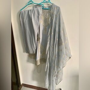 J. Formals Elegant Gray and Gold Embroidered Suit